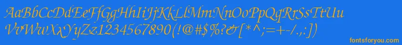 ChanceryScriptLightSsiLightItalic Font – Orange Fonts on Blue Background