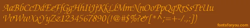 ChanceryScriptLightSsiLightItalic Font – Orange Fonts on Brown Background