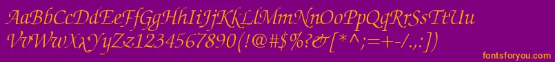 ChanceryScriptLightSsiLightItalic Font – Orange Fonts on Purple Background