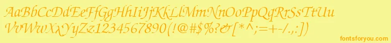 ChanceryScriptLightSsiLightItalic Font – Orange Fonts on Yellow Background