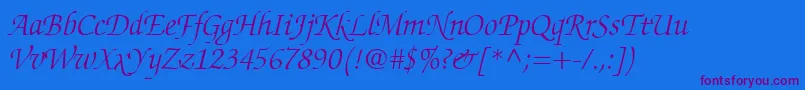 ChanceryScriptLightSsiLightItalic-Schriftart – Violette Schriften auf blauem Hintergrund