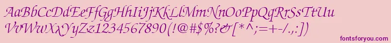 ChanceryScriptLightSsiLightItalic Font – Purple Fonts on Pink Background