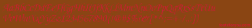 ChanceryScriptLightSsiLightItalic Font – Red Fonts on Brown Background