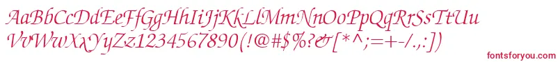 フォントChanceryScriptLightSsiLightItalic – 白い背景に赤い文字