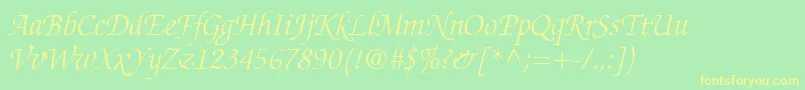 Więcej informacji o czcionce ChanceryScriptLightSsiLightItalic Czcionka ChanceryScriptLightSsiLightItalic – żółte czcionki na zielonym tle