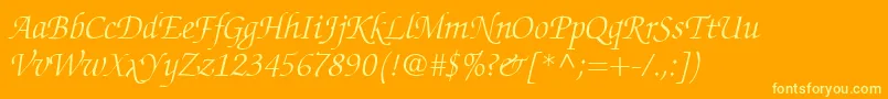ChanceryScriptLightSsiLightItalic Font – Yellow Fonts on Orange Background