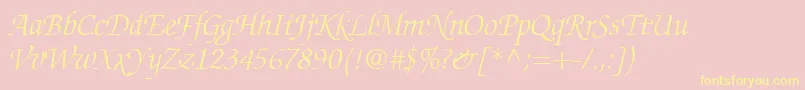 ChanceryScriptLightSsiLightItalic Font – Yellow Fonts on Pink Background