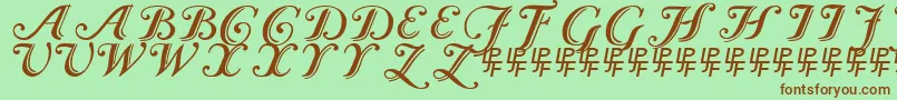 Fonte CaslonCalligraphicInitials – fontes marrons em um fundo verde