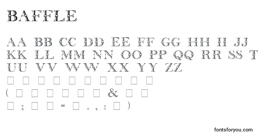 Schriftart Baffle – Alphabet, Zahlen, spezielle Symbole