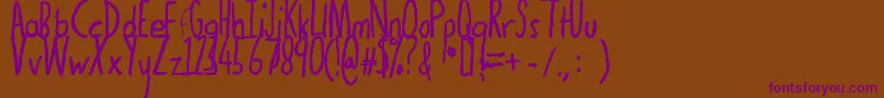 Thedogatemyhomeworkbold Font – Purple Fonts on Brown Background