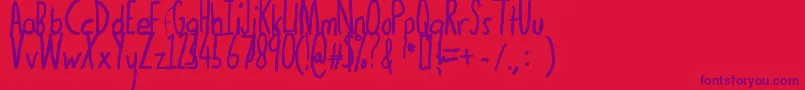 Thedogatemyhomeworkbold Font – Purple Fonts on Red Background
