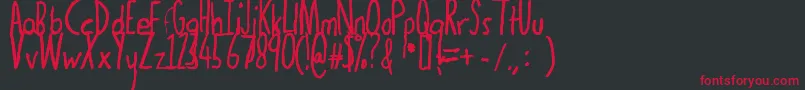 フォントThedogatemyhomeworkbold – 黒い背景に赤い文字