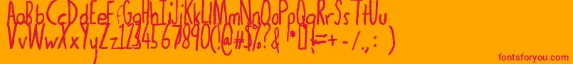 Thedogatemyhomeworkbold-Schriftart – Rote Schriften auf orangefarbenem Hintergrund
