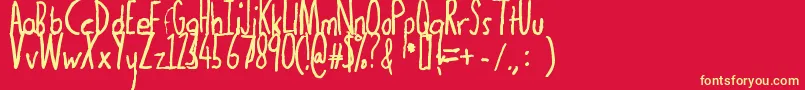 Thedogatemyhomeworkbold Font – Yellow Fonts on Red Background