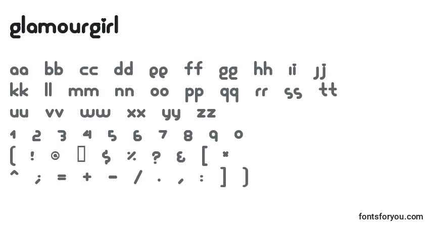 A fonte Glamourgirl – alfabeto, números, caracteres especiais