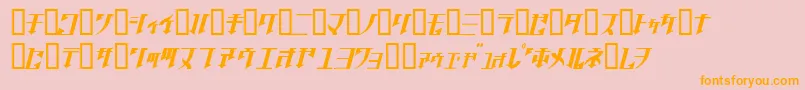 フォントGolgothaObliqueJ. – オレンジの文字がピンクの背景にあります。