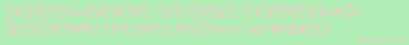 GolgothaObliqueJ.-fontti – vaaleanpunaiset fontit vihreällä taustalla
