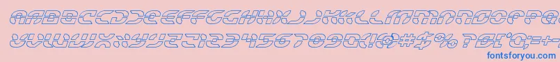 Starfighteroutital-Schriftart – Blaue Schriften auf rosa Hintergrund