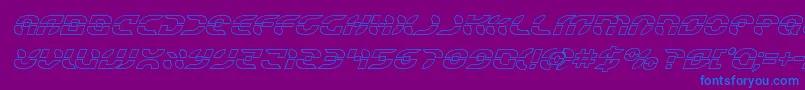 Starfighteroutital-Schriftart – Blaue Schriften auf violettem Hintergrund