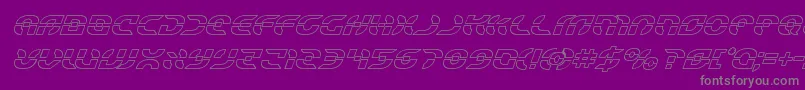 Weitere Informationen zur Starfighteroutital-Schriftart Starfighteroutital-Schriftart – Graue Schriften auf violettem Hintergrund