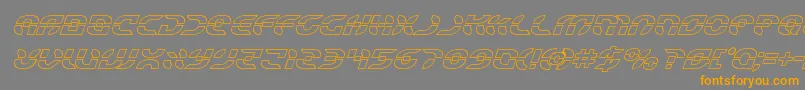 Weitere Informationen zur Starfighteroutital-Schriftart Starfighteroutital-Schriftart – Orangefarbene Schriften auf grauem Hintergrund