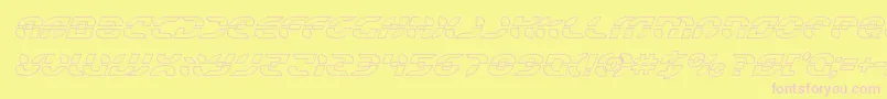 Fonte Starfighteroutital – fontes rosa em um fundo amarelo