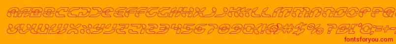 Starfighteroutital-Schriftart – Rote Schriften auf orangefarbenem Hintergrund