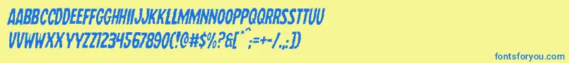 Wolfbrotherslightital Font – Blue Fonts on Yellow Background