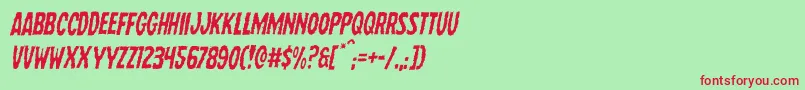 Wolfbrotherslightital-Schriftart – Rote Schriften auf grünem Hintergrund