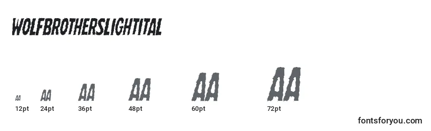 Wolfbrotherslightital Font Sizes