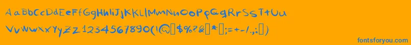 フォントMiNombreEsProblema – オレンジの背景に青い文字