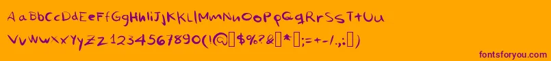MiNombreEsProblema-Schriftart – Violette Schriften auf orangefarbenem Hintergrund