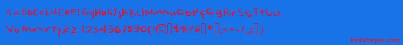MiNombreEsProblema-Schriftart – Rote Schriften auf blauem Hintergrund