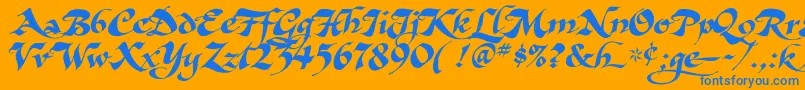AsHarliquin Font – Blue Fonts on Orange Background