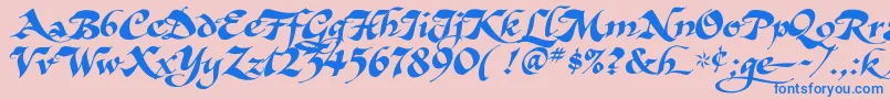 フォントAsHarliquin – ピンクの背景に青い文字