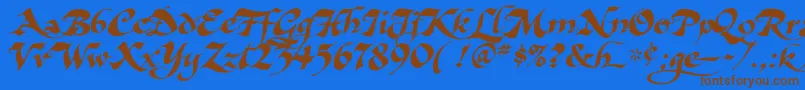 AsHarliquin Font – Brown Fonts on Blue Background