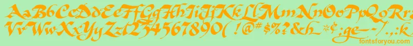 AsHarliquin Font – Orange Fonts on Green Background