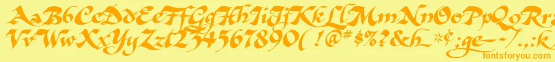 AsHarliquin Font – Orange Fonts on Yellow Background