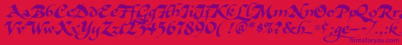 AsHarliquin Font – Purple Fonts on Red Background
