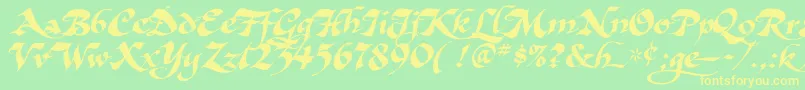 AsHarliquin Font – Yellow Fonts on Green Background