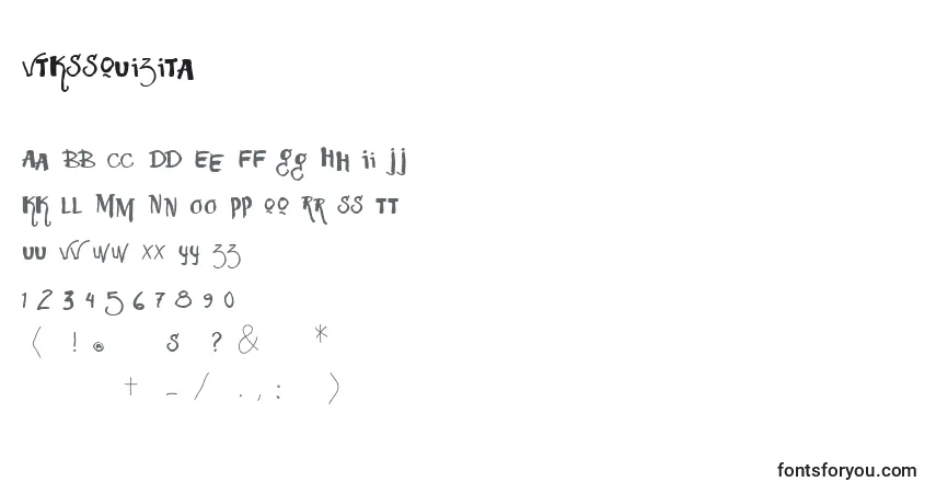 Czcionka Vtkssquizita – alfabet, cyfry, specjalne znaki