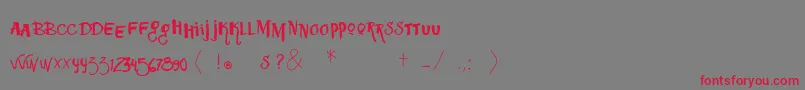 Шрифт Vtkssquizita – красные шрифты на сером фоне