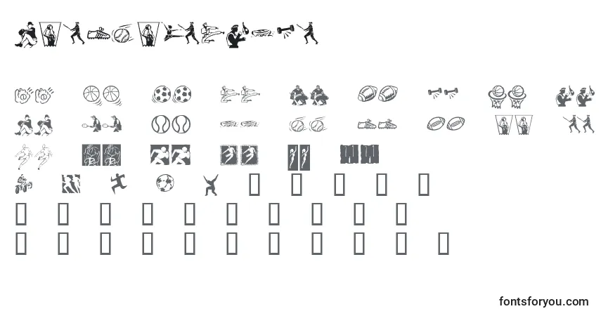 Schriftart KrSportsDings – Alphabet, Zahlen, spezielle Symbole