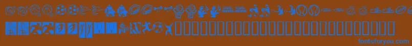KrSportsDings-Schriftart – Blaue Schriften auf braunem Hintergrund