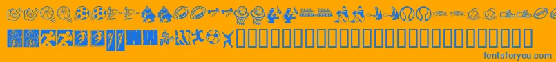 Fonte KrSportsDings – fontes azuis em um fundo laranja