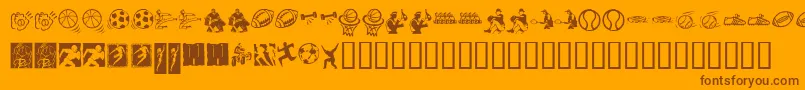 KrSportsDings-Schriftart – Braune Schriften auf orangefarbenem Hintergrund