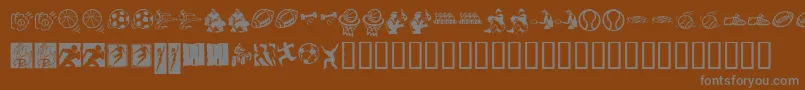 KrSportsDingsフォントについての詳細 フォントKrSportsDings – 茶色の背景に灰色の文字