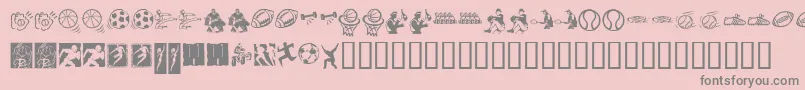 Weitere Informationen zur KrSportsDings-Schriftart KrSportsDings-Schriftart – Graue Schriften auf rosa Hintergrund