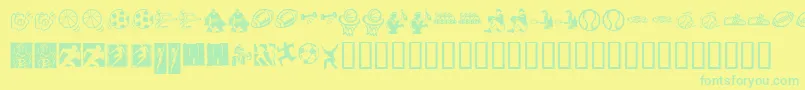 KrSportsDings Font – Green Fonts on Yellow Background