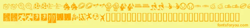 フォントKrSportsDings – オレンジの文字が黄色の背景にあります。
